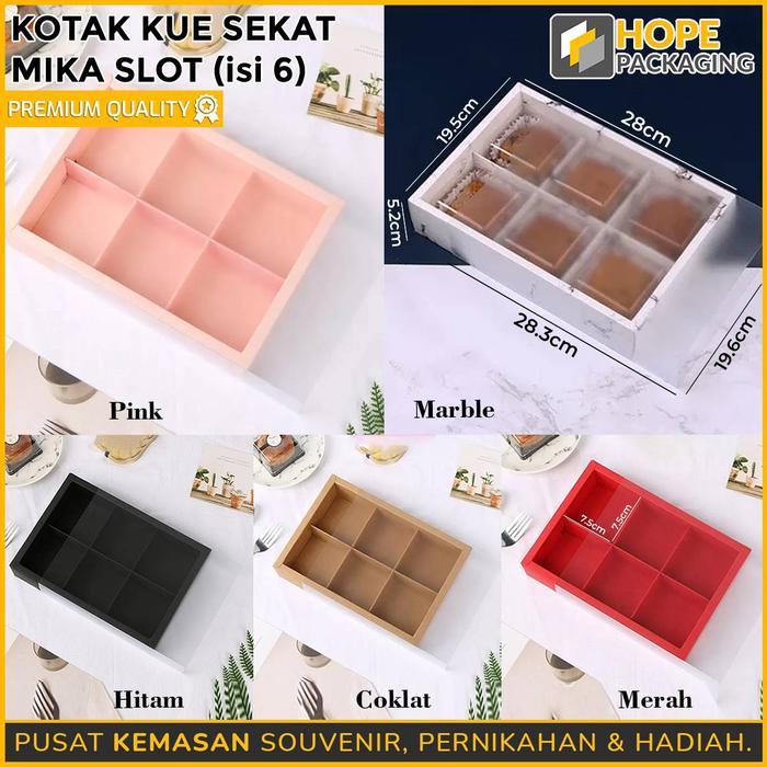 Kotak Kue Sekat Mika Slot 6 SEKAT / Kotak Kue Mooncake Pia Dus Kue Kotak Hampers / Packaging Box Kue