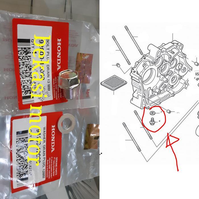 Baut 92800-12000 + Ring 94109-12000 Baut Tap Oli Dan Ring Honda Cbr 150 Verza Cb 150 New Megapro Crf