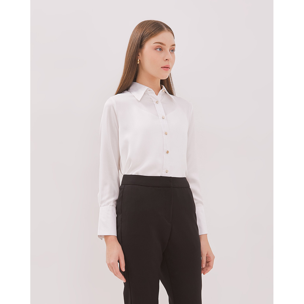 VALINO Kemeja Lengan Panjang Putih Wanita - D-EABA13-A5