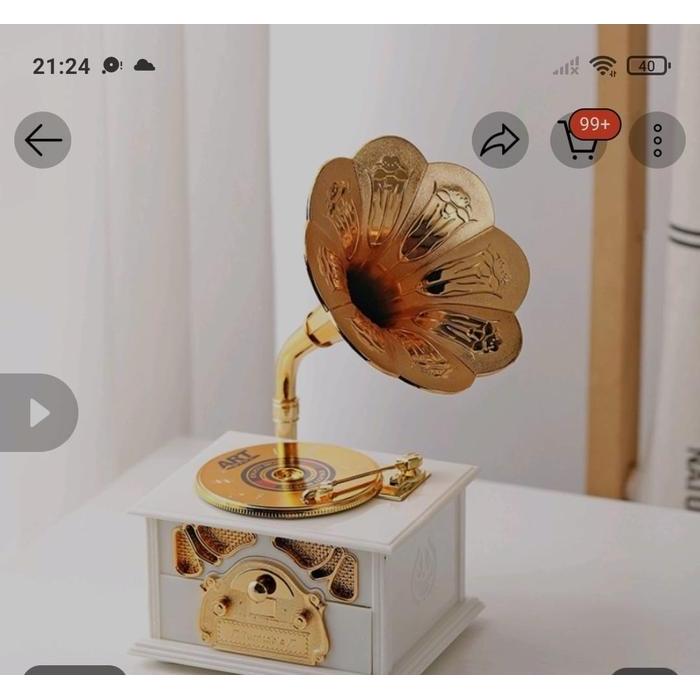 Phonograph Gramophone Music Box Vintage Musical Jewelry Box