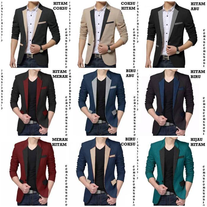 sar CORATCORETUDIO Blazer Cowok Jas Pria Jumbo Big Size Laki Laki MERAH BATA MAROON HATI TUA GELAP