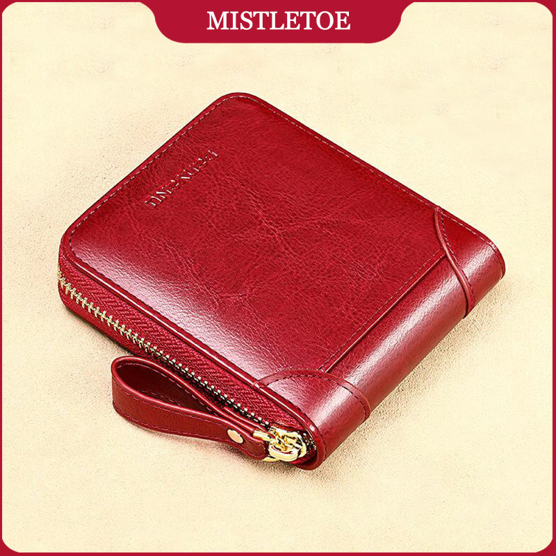 Fashion Small Square Women Wallet Anti RFID Genuine Leather Purse Original Zip Wallet for Women
