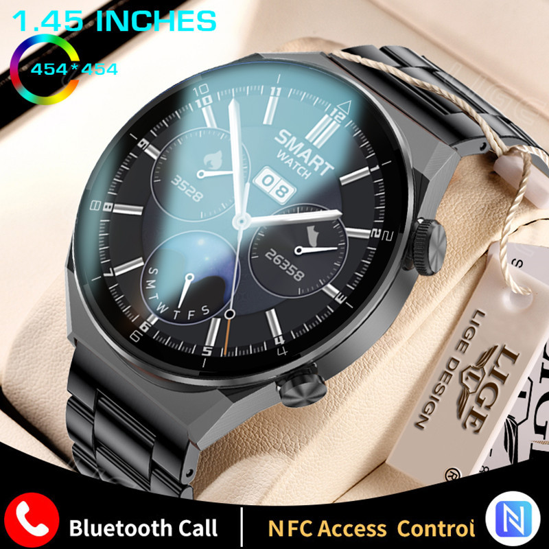 LIGE Smart Watch for Men  454*454 HD Screen Always Display Time Fitness Bracelet Waterproof Stainles