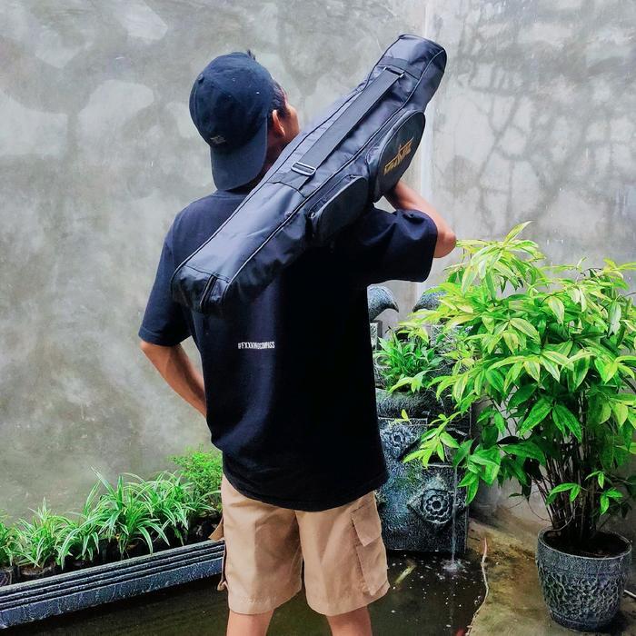 Tas pancing Anti air 100Cm 2 Kantong depan joran reel
