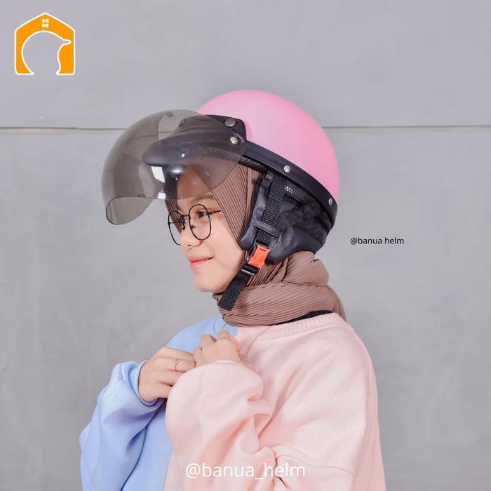 Best Seller Termurah Helm Bogo Setengah Grade Ori / Helm Chip Kaca Promo Motorcycle Wanita Original