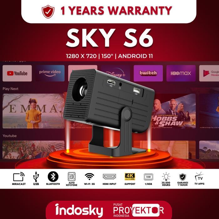 PPI - SKY S6 - Proyektor Android TV Layar Lebar 150 WiFi & Bluetooth