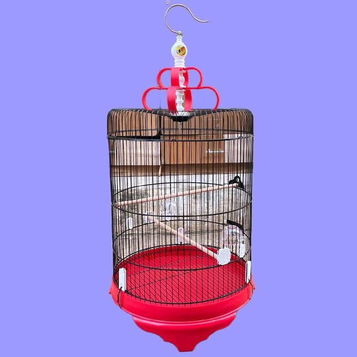 SANGKAR KANDANG BURUNG BESI BULAT JUMBO BESAR DM 46 CM MEREK F1 ANTI KARAT, KAKI BATMAN, KOMPLIT