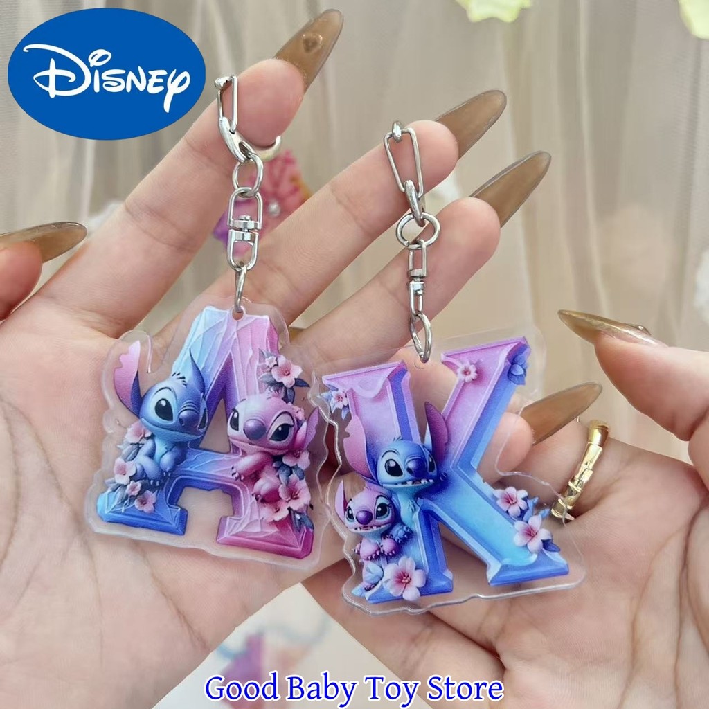 Disney Lilo & Stitch Acrylic Cartoon Keychain 2In A-Z English Letters Name Colourful Pendant Car