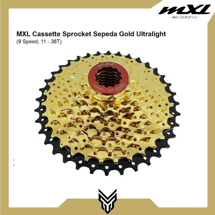 Cassette Mxl Gold Ultralight 9 Speed 11-36T Sprocket Cassette Gear Sepeda