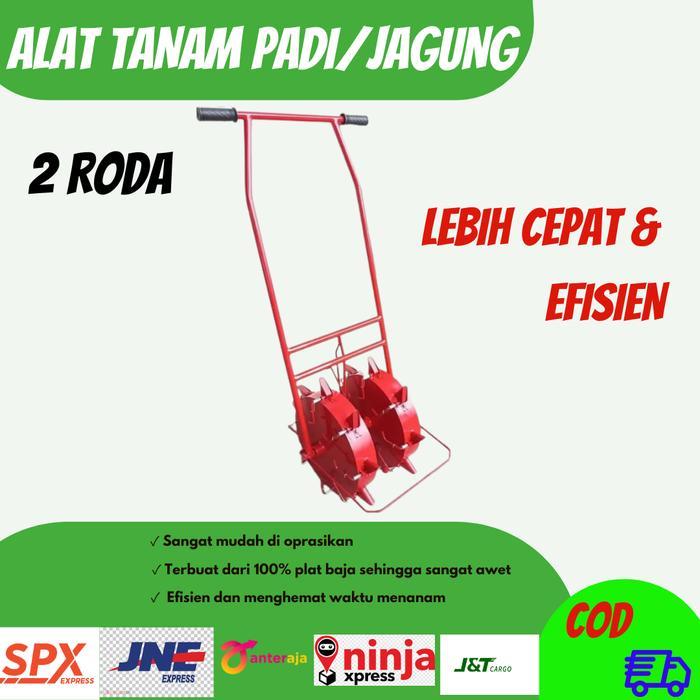 ALAT TANAM PADI JAGUNG RODA 2 MODERN FULL BESI GALVANIS