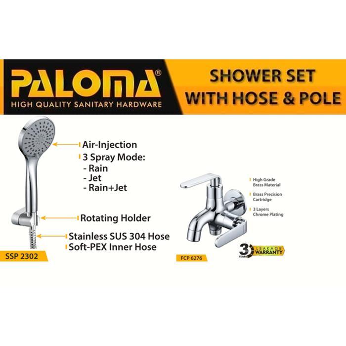 PALOMA FCP 6276 SSP 2302 Paket Keran Cabang Shower Set Mandi Tembok