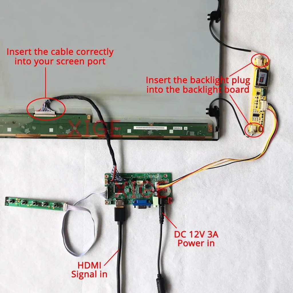 Display Controller Board Fit LQ164M1LA4AB LQ164M1LA4A LTN160HT03 LTN184HT01 1920*1080 VGA+HDMI