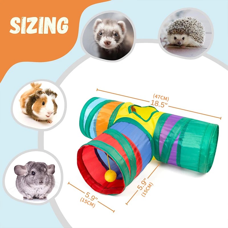 Hamster Toys Rat Tunnel Guinea Pig Tunnel Indoor Small Animal Toys Hamster Toys 3-way Collapsible