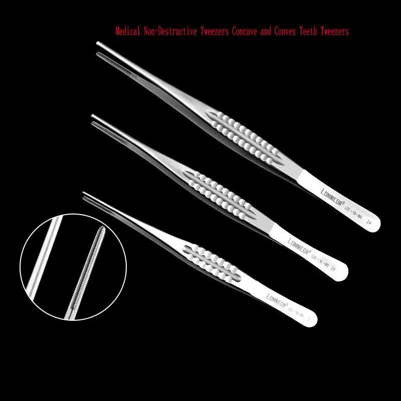 Medical non-invasive tweezers concave and convex teeth tweezers cardiovascular surgical tweezers