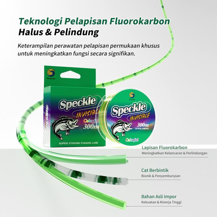 Bingolife Senar Pancing Nilon Berbintik Warna Tak Terlihat 300M Senar Speckle Bunglon Tali Pancing