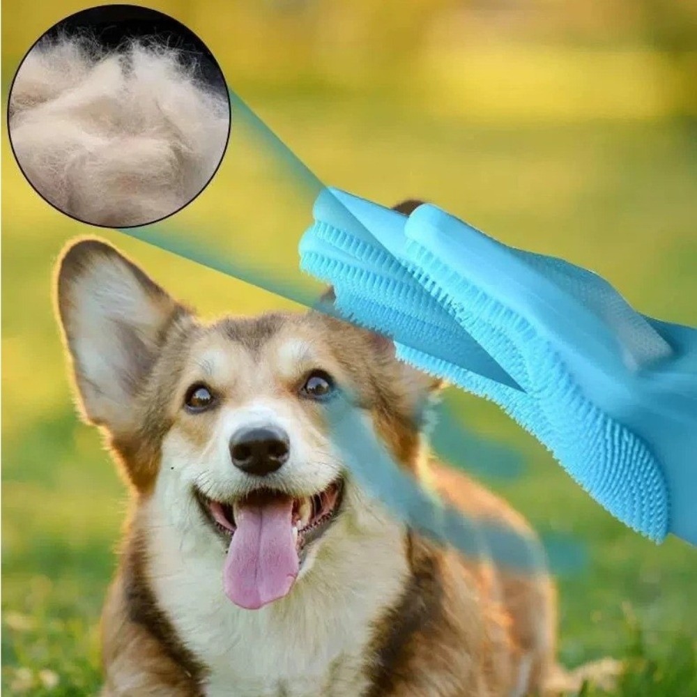 Soft Silicone Pet Grooming Cleaning Gloves Lengthen Anti Bite Dog Cat Bathing Shampoo Glove Dog
