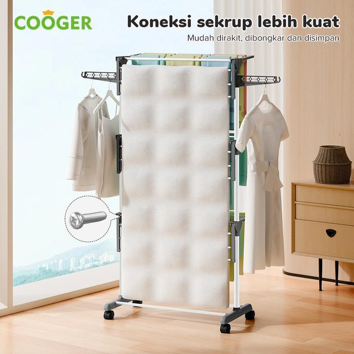 [COD] COOGER Rak Jemuran Aluminium untuk Handuk Baju 4 Susun Besi Pakaian Pipa Jemuran Besi Pakaian