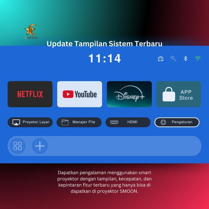SMOON300 ULTRA SMART PROYEKTOR LCD TV - INCLUDE SPEAKER - INCLUDE KABEL HDMI - GOOGLE STORE -
