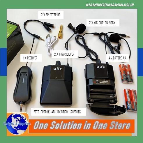 Microphone Mic DUAL Clip On Wireless UHF Zoom Live Vlogger HP DSLR