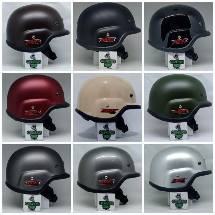 ASLI HBC Helm ARMY Polos Open Face Ukuran Dewasa Semua Size Cocok untuk Motor dan Mobil - Motorcycle