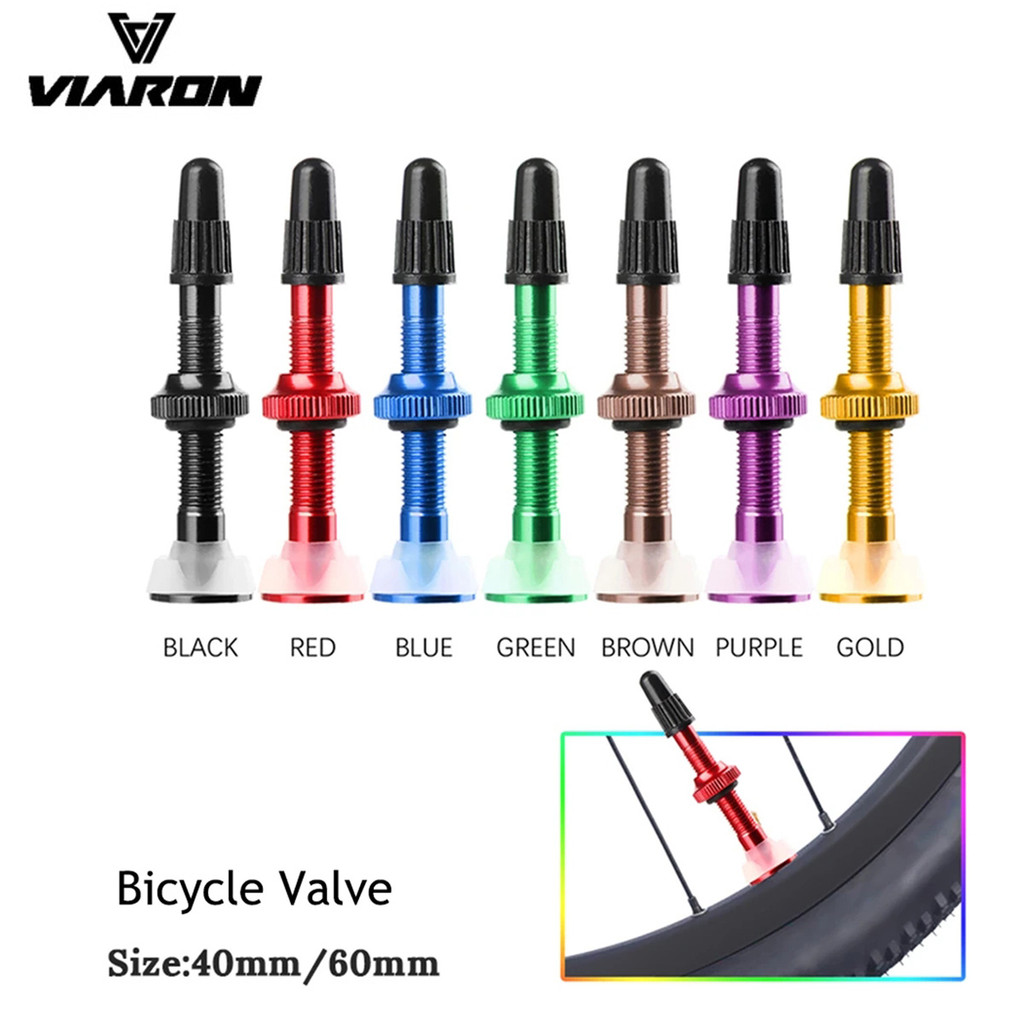 Viaron 2Pcs Tubeless Tire Vae Fv Brass Alloy Core Optional Color Stem 40/60Mm Length Cap & Tool