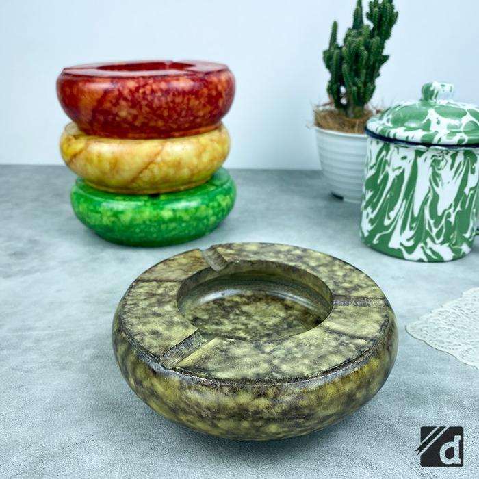 Asbak Kayu Pinus Motif Batu Marmer