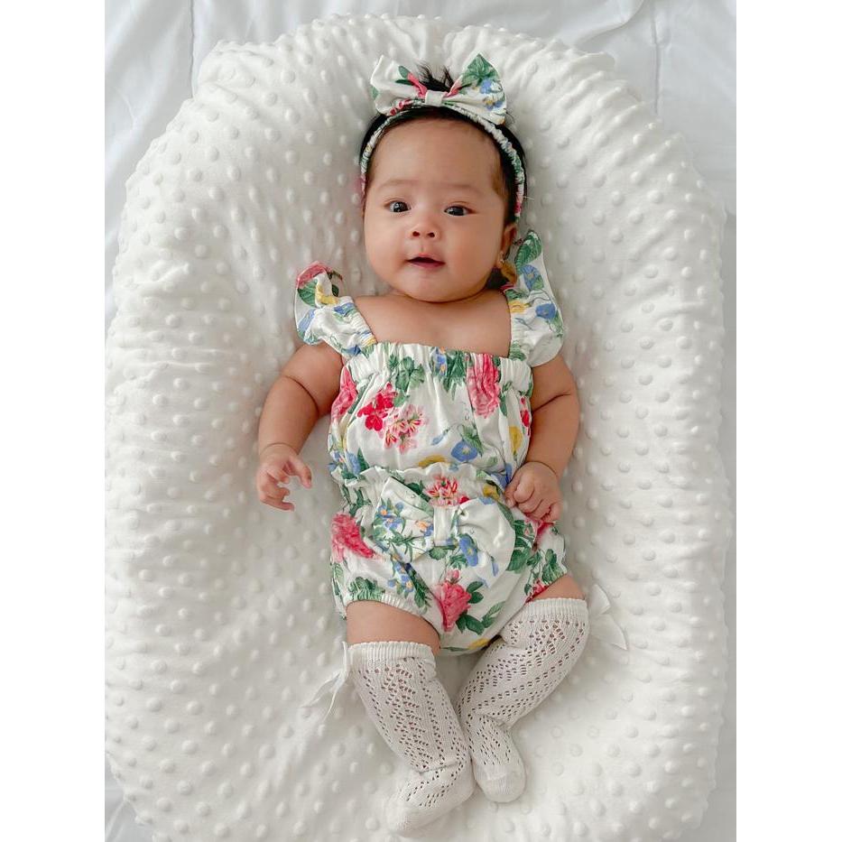 Best Seller Setelan Zee By Maybee Oneset Dress Bayi Newborn 3 In 1 Include Headband 0-15 Bulan
