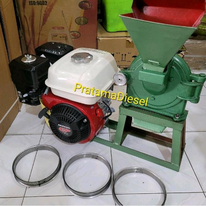 Mesin Giling Tepung disk mill FFC 15+Mesin penggerak HONDA GP160 - Rangka Pendek