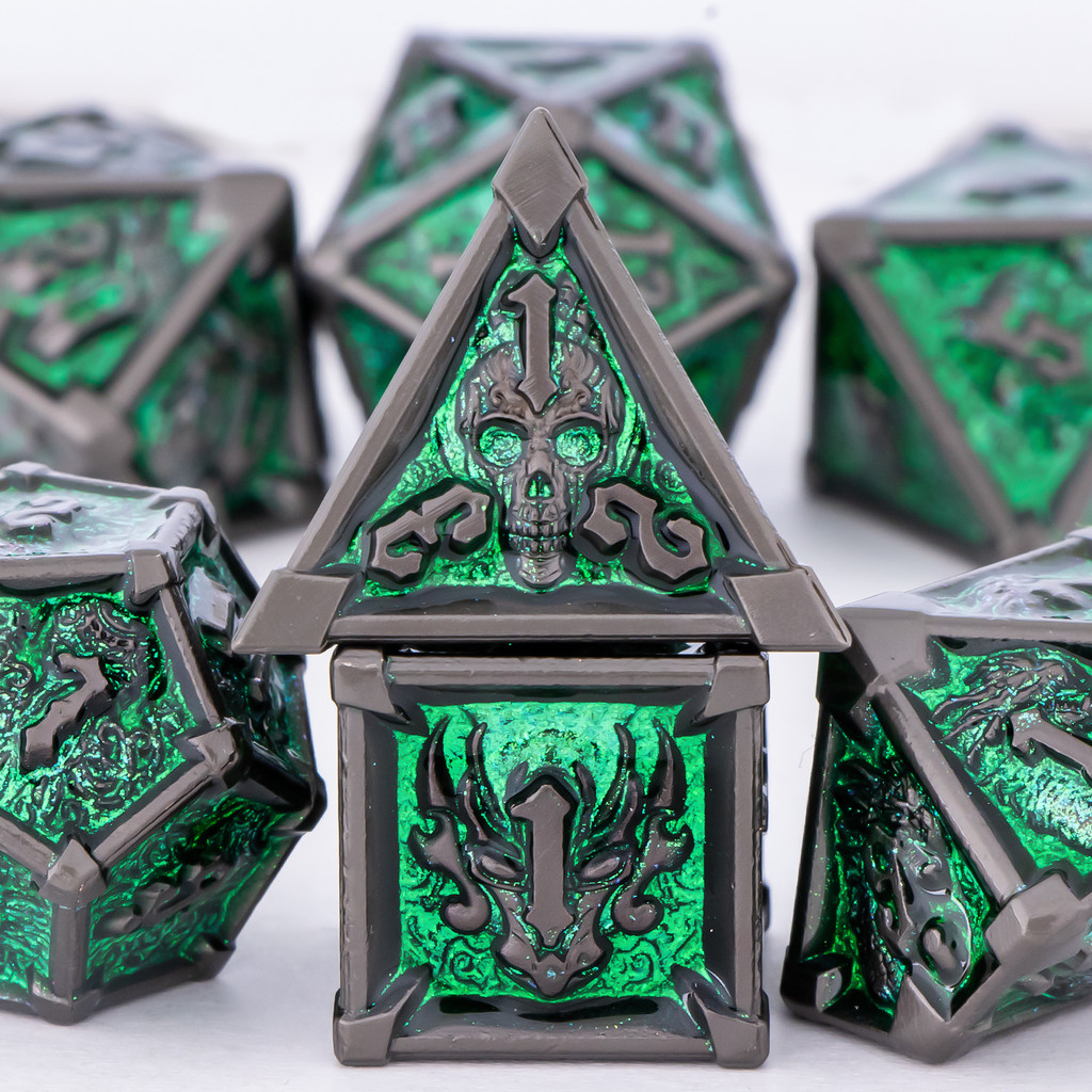 DnD Green Metal Dice Set, Metal D&D Dice for Table Games, Dice Set DnD for Dungeons and Dragons, 6