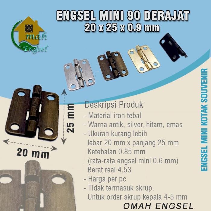 Engsel mini 90 derajat 20x25x0.9 mm PT.E Engsel kecil untuk kotak box