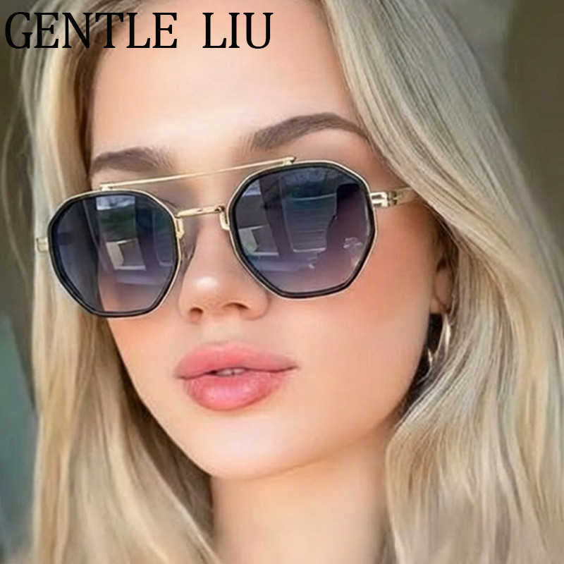 Vintage Square Punk Sunglasses Women 2026 Luxury Brand Polygon Metal Frame Sun Glasses For Lady