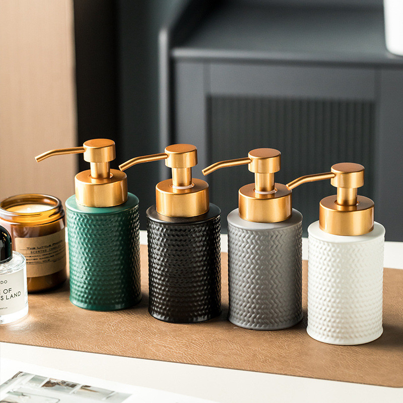 Ceramic dispensing bottle, hand soap, shower gel, shampoo, press bottle, mousse foaming bottle