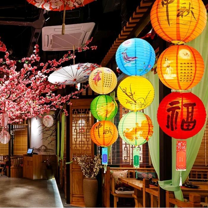 lampion imlek / lampion gambar imlek / lampion kertas imlek / lampion motif meihua / lampion meihua