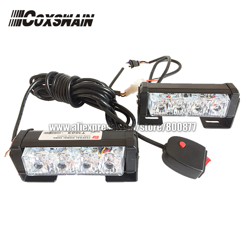 Dual Color 2X4 LED Universal Car Warning Strobe Flash Warning EMS Ambulance Emergency Light, 13