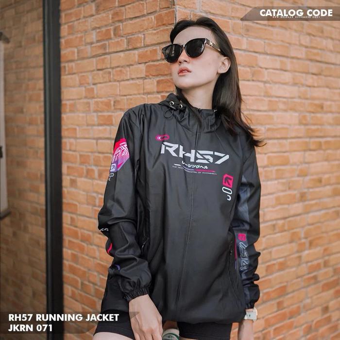 RH57 JAKET RUNNING JKRN 068 JAKET PRIA / JAKET WANITA Hitam Sport