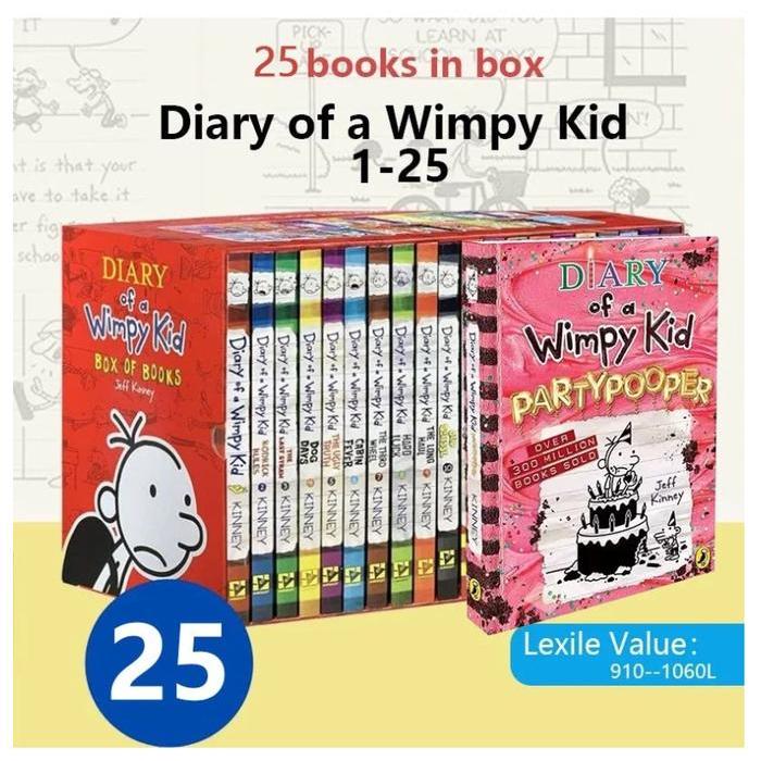 Kidnedu Diary of a Wimpy Kid Box of Books Jeff Kinney Full Set Buku Import