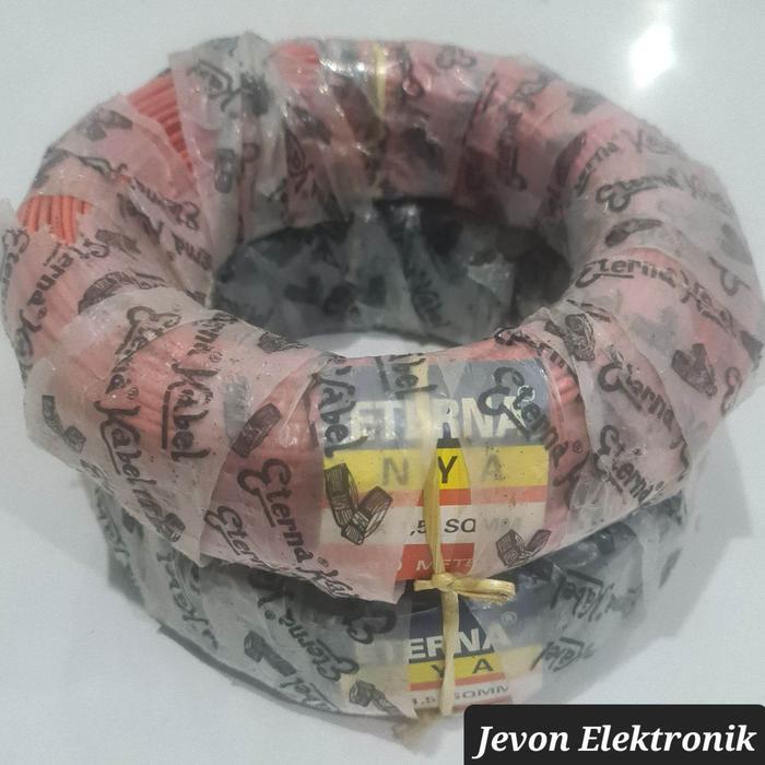 Kabel Engkel Tunggal Eterna 1x1,5 NYA per meter Hitam Merah meteran