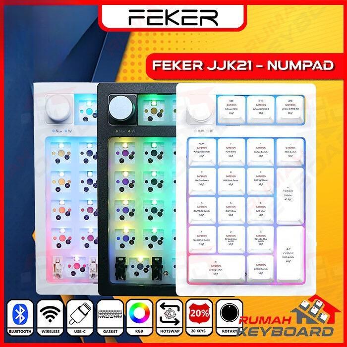 Mechanical Keyboard - Feker Jjk21 Numpad - 3 Mode - Gasket - Knob Terbaru 