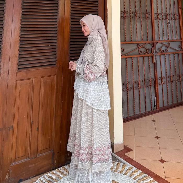 Joley Cloth - Safiyya Dress Outfit Raya Gamis Lebaran Kondangan Elegant Printing Lace Cantily Gamis