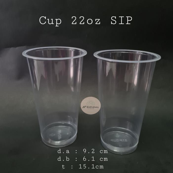1 DUS 1000 pcs CUP 22 oz PLASTIK GELAS DATAR 22oz SIP GROSIR