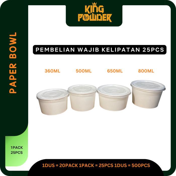 Terlaris ISI 25 Paper Bowl 650/800/RiceBowl/Tempat Nasi/Box Nasi BOWL+LID+Inner Tray ISI 25 SALE