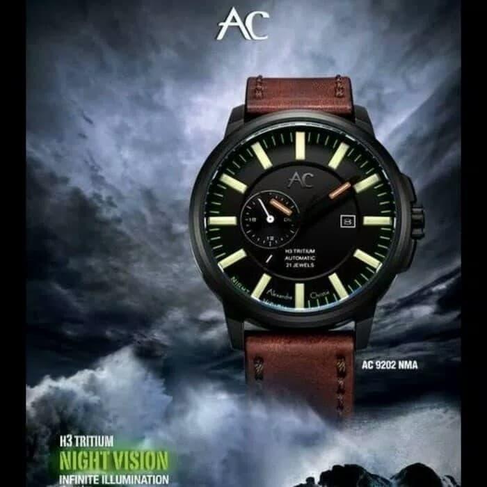 Jam Tangan Pria Alexandre Christie AC 9202 Tritium Fullblack Original