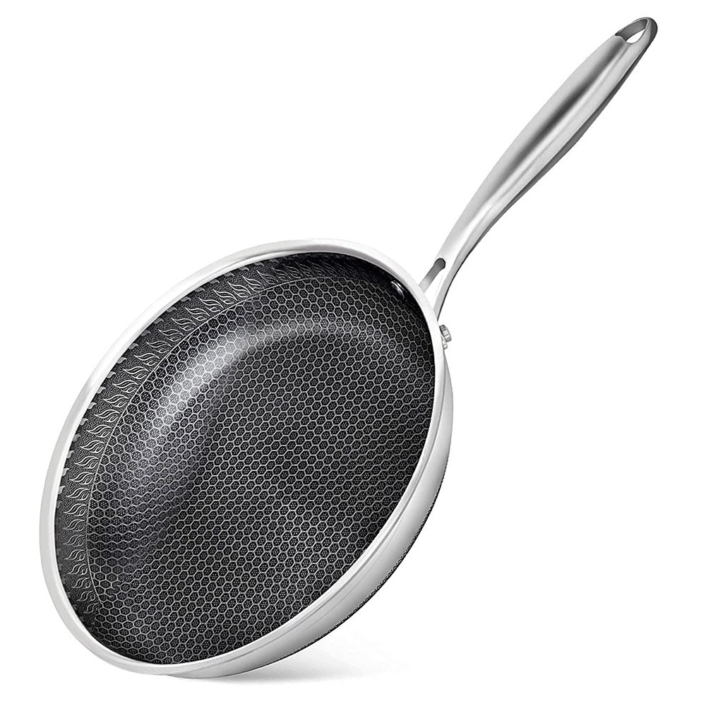 Nonstick Frying Pan, Stainless Steel 11Inch Frying Pan, 316 Stainless Steel Pan with Honeycomb Coati