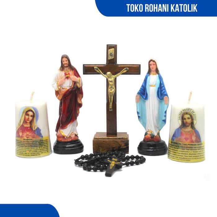 SET DOA KATOLIK (15 CM) / SET PATUNG YESUS MARIA / SALIB DUDUK KATOLIK