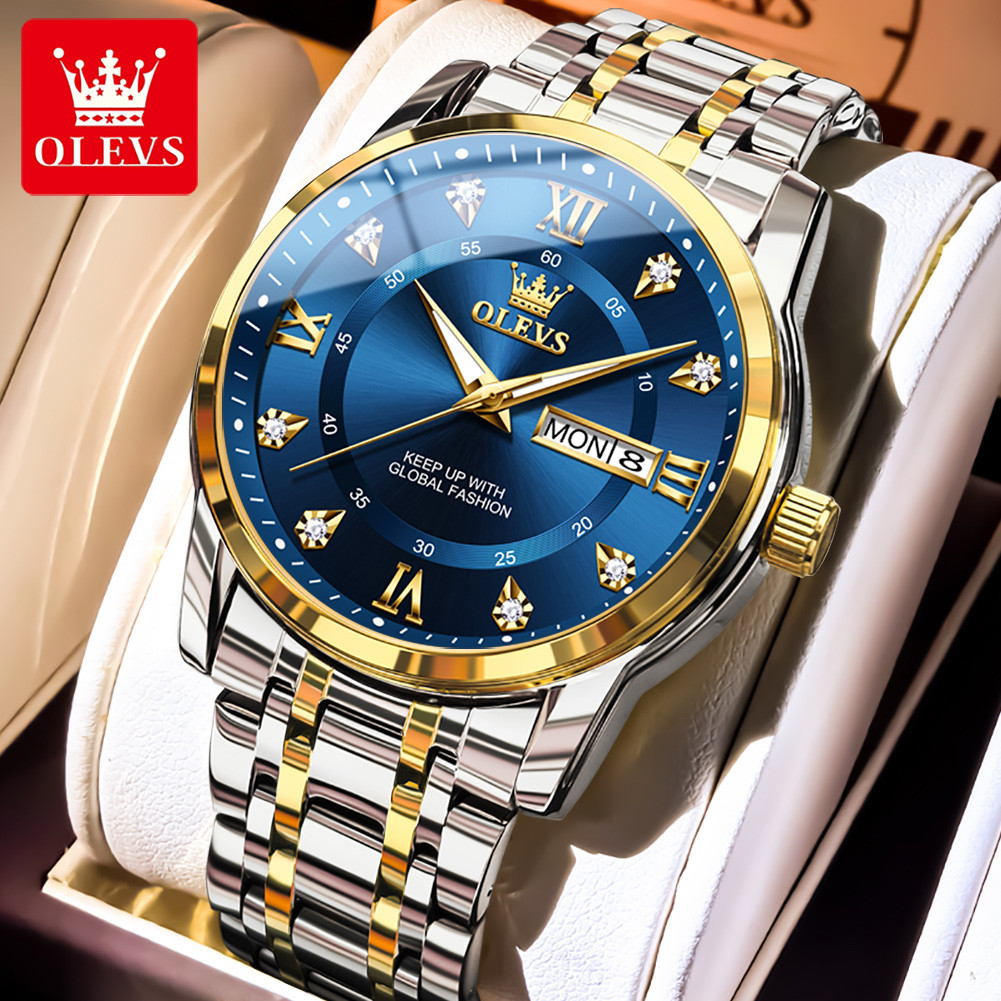 OLEVS 5513 Mens Watch Original Fashion Brand Quartz Waterproof Luminous Watch For Man Stainless