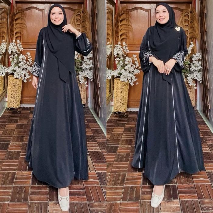 Gamis Abaya Vanila Set Hijab Terbaru By Ohc Abaya Bordir Mewah Dengan Desain Elegan Dan Detail