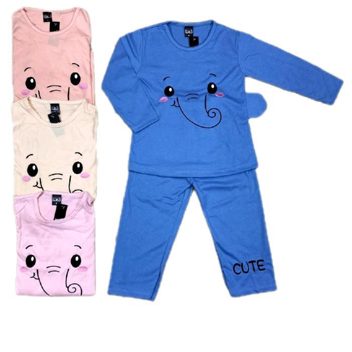 Piyama Pp W3 Motif Gajah Usia 7-10Tahun