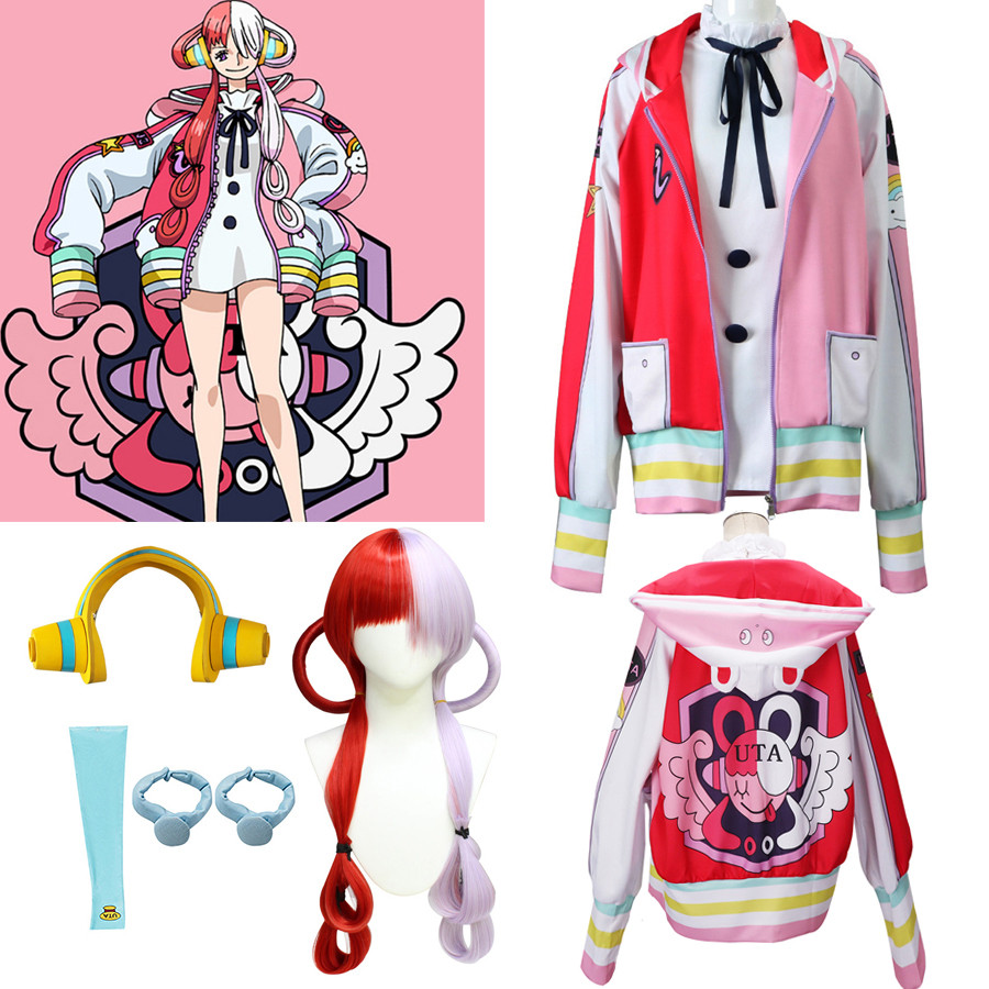 Anime Cosplay Red Uta Cosplay Costume Coat Hoodie Dress Wig Earphone Full Set Uta Cosplay Halloween