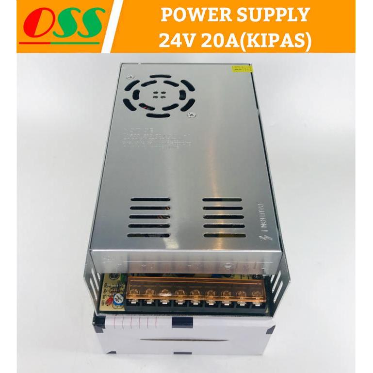 POWER SUPPLY 24V 20A / PSU 24V 20A SMPS TRAFO SWITCHING POWER + KIPAS