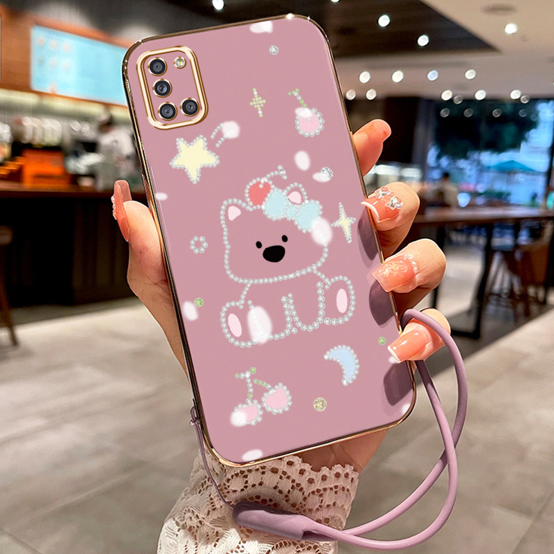 Casing Hp Untuk Samsung Galaxy A31 M31 Prime M30s M21 Case Berkilau Anjing kecil pelapisan Kekinian 